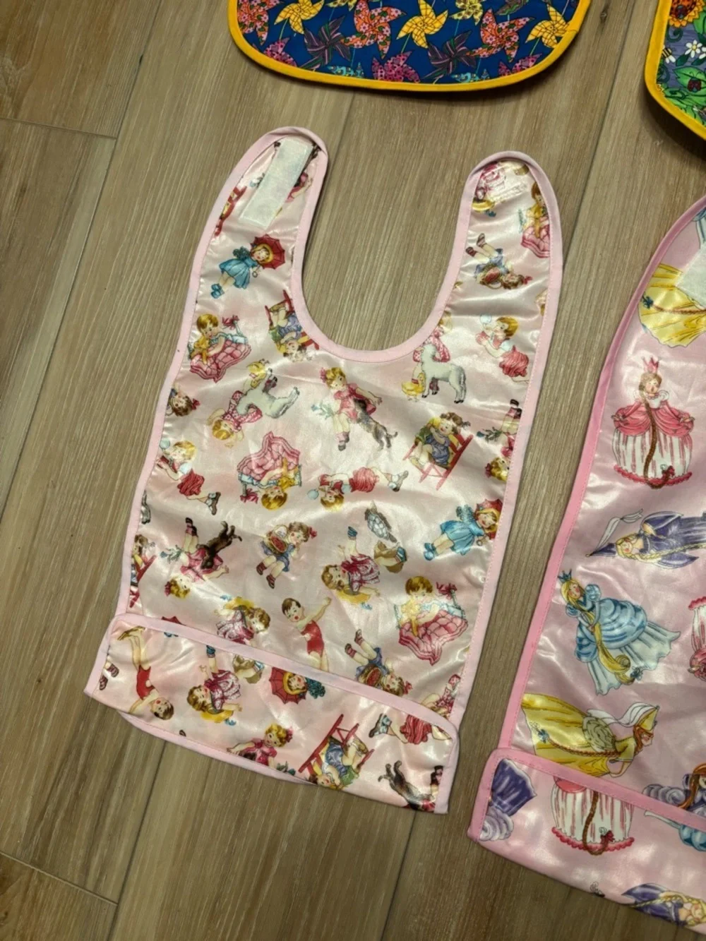 Girls Floral & Princess Patterned Waterproof Bibs set of 6